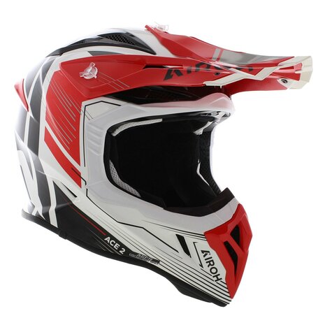 Airoh Aviator Ace 2 crosshelm Engine - glans wit rood zwart