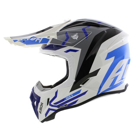 Airoh Aviator Ace 2 crosshelm Ground - glans wit grijs blauw