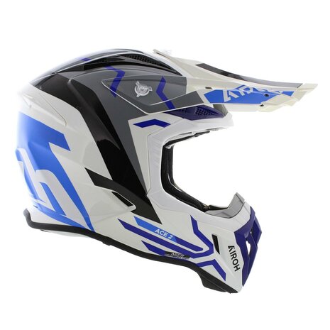 Airoh Aviator Ace 2 crosshelm Ground - glans wit grijs blauw