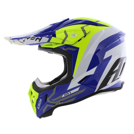 Airoh Aviator Ace 2 crosshelm Ground - glans geel wit blauw