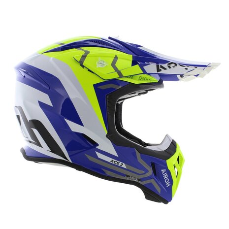 Airoh Aviator Ace 2 crosshelm Ground - glans geel wit blauw
