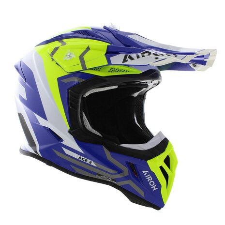 Airoh Aviator Ace 2 crosshelm Ground - glans geel wit blauw