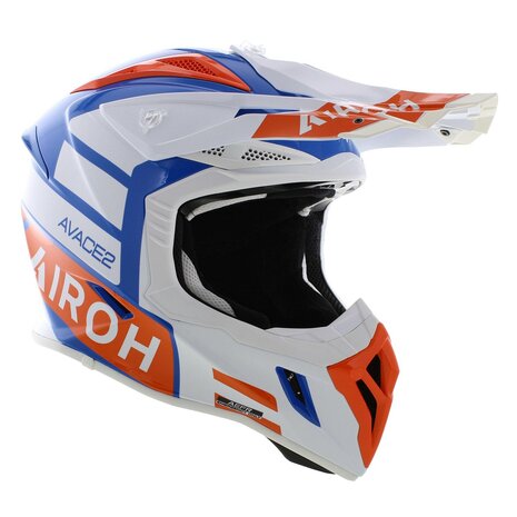Airoh Aviator Ace 2 crosshelm Sake - glans wit blauw oranje
