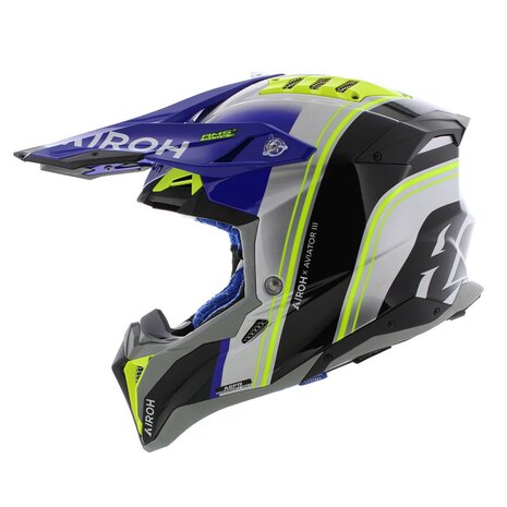 Airoh Helm Aviator 3 AMS&sup2; Hima glans blauw grijs zwart