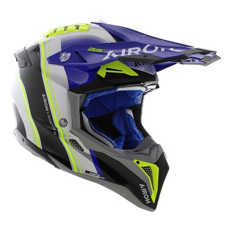 Airoh Helm Aviator 3 AMS&sup2; Hima glans blauw grijs zwart