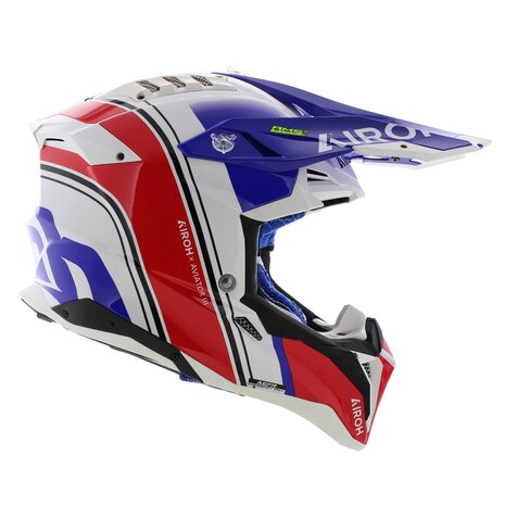 Airoh Helm Aviator 3 AMS&sup2; Hima glans blauw wit rood