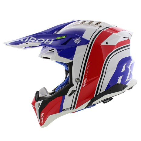 Airoh Helm Aviator 3 AMS&sup2; Hima glans blauw wit rood