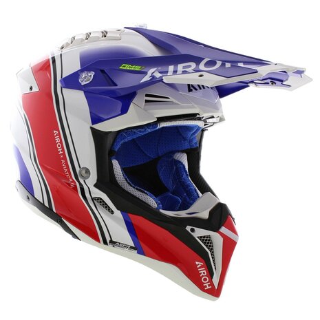 Airoh Helm Aviator 3 AMS&sup2; Hima glans blauw wit rood