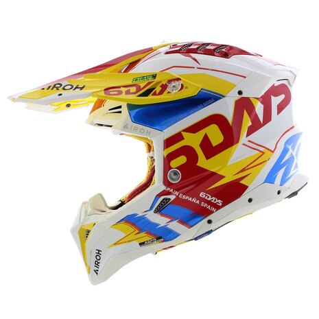 Airoh Helm Aviator 3 AMS&sup2; Six Days Spain - Limited Edition - glans wit rood geel