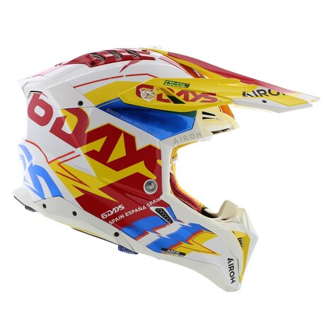 Airoh Helm Aviator 3 AMS&sup2; Six Days Spain - Limited Edition - glans wit rood geel