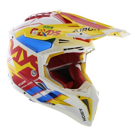 Airoh Helm Aviator 3 AMS&sup2; Six Days Spain - Limited Edition - glans wit rood geel