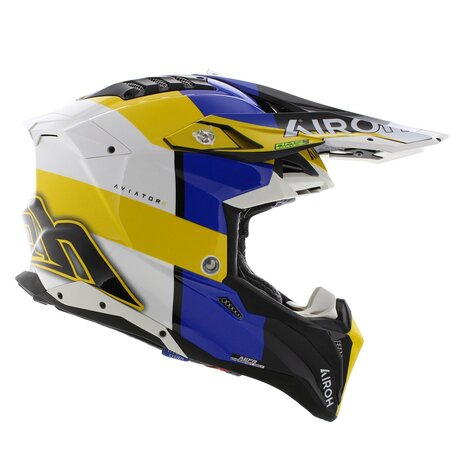 Airoh Helm Aviator 3 AMS&sup2; Monarch glans blauw wit geel