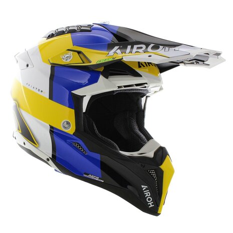 Airoh Helm Aviator 3 AMS&sup2; Monarch glans blauw wit geel