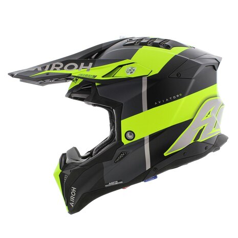 Airoh Helm Aviator 3 AMS&sup2; Monarch mat grijs zwart fluo geel