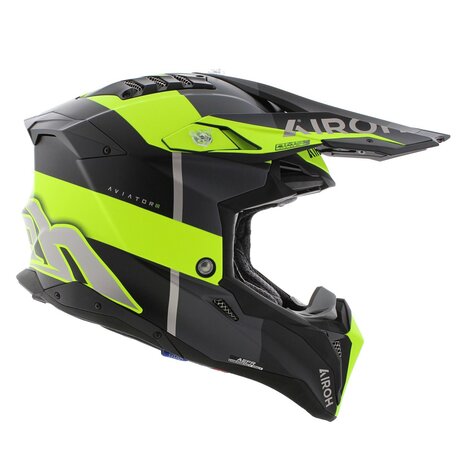Airoh Helm Aviator 3 AMS&sup2; Monarch mat grijs zwart fluo geel