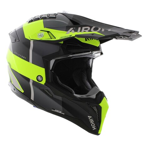 Airoh Helm Aviator 3 AMS&sup2; Monarch mat grijs zwart fluo geel