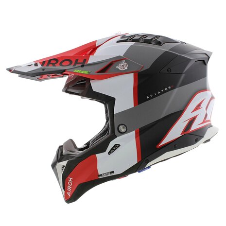 Airoh Helm Aviator 3 AMS&sup2; Monarch mat grijs wit rood