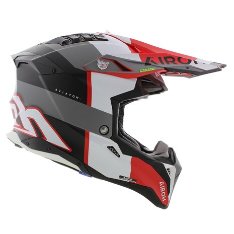 Airoh Helm Aviator 3 AMS&sup2; Monarch mat grijs wit rood