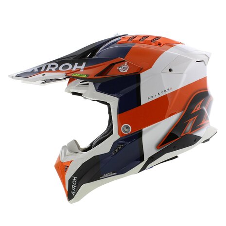 Airoh Helm Aviator 3 AMS&sup2; Monarch glans blauw wit oranje