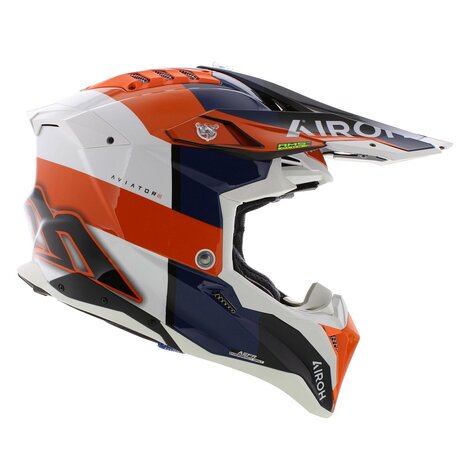 Airoh Helm Aviator 3 AMS&sup2; Monarch glans blauw wit oranje