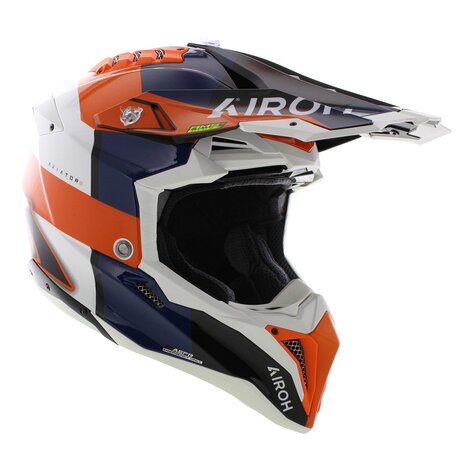 Airoh Helm Aviator 3 AMS&sup2; Monarch glans blauw wit oranje