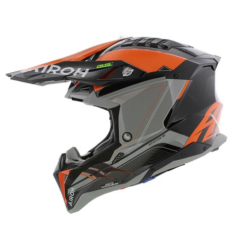 Airoh Helm Aviator 3 AMS&sup2; Saber glans zwart grijs oranje
