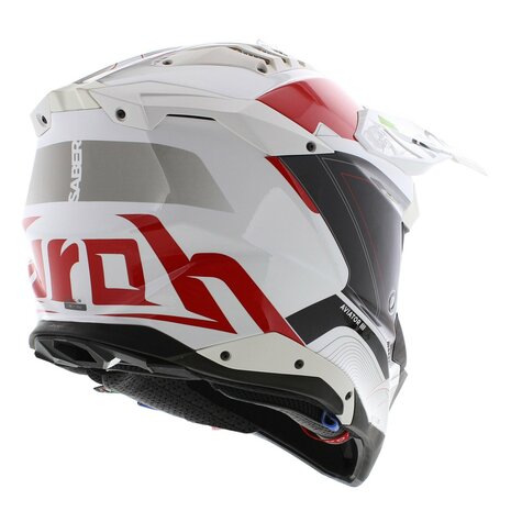 Airoh Helm Aviator 3 AMS&sup2; Saber glans rood wit zwart