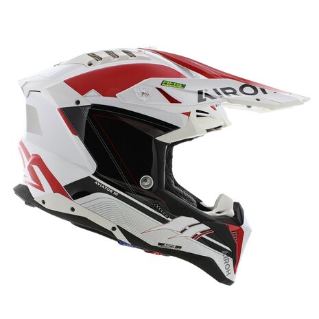 Airoh Helm Aviator 3 AMS&sup2; Saber glans rood wit zwart