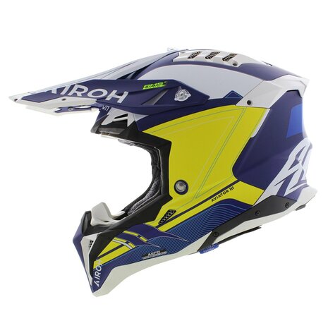 Airoh Helm Aviator 3 AMS&sup2; Saber mat blauw wit geel - Maat S