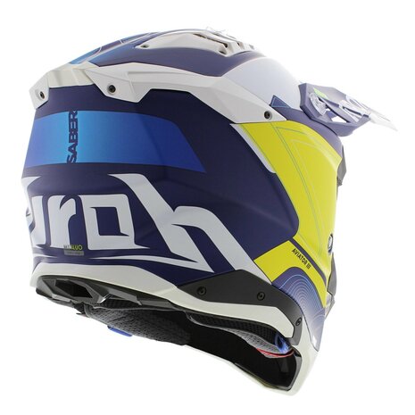 Airoh Helm Aviator 3 AMS&sup2; Saber mat blauw wit geel - Maat S
