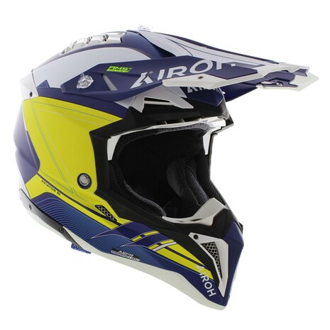 Airoh Helm Aviator 3 AMS&sup2; Saber mat blauw wit geel - Maat S