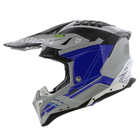 Airoh Helm Aviator 3 AMS&sup2; Saber glans blauw wit grijs