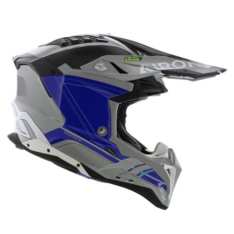 Airoh Helm Aviator 3 AMS&sup2; Saber glans blauw wit grijs
