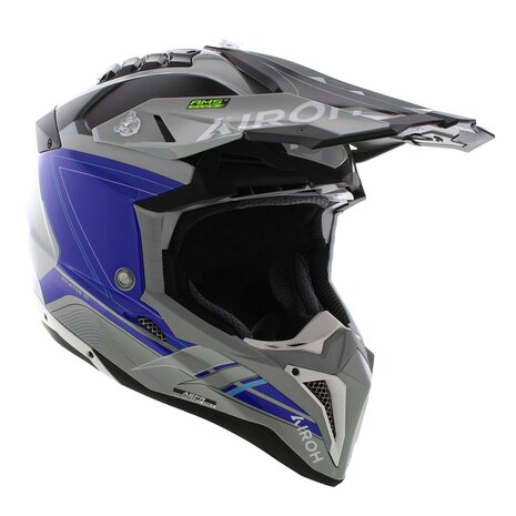 Airoh Helm Aviator 3 AMS&sup2; Saber glans blauw wit grijs