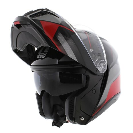 AGV Tourmodular Perception motorhelm glans zwart grijs rood systeemhelm