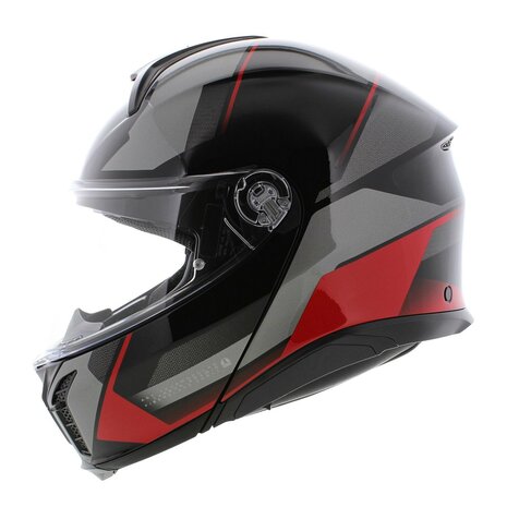 AGV Tourmodular Perception motorhelm glans zwart grijs rood systeemhelm