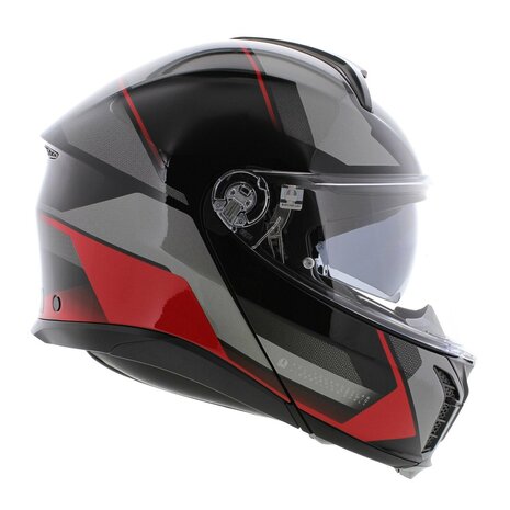 AGV Tourmodular Perception motorhelm glans zwart grijs rood systeemhelm