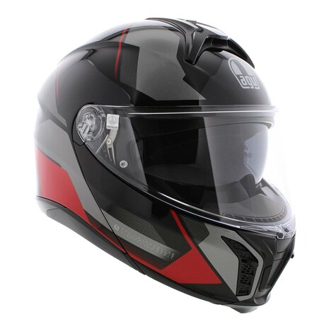 AGV Tourmodular Perception motorhelm glans zwart grijs rood systeemhelm