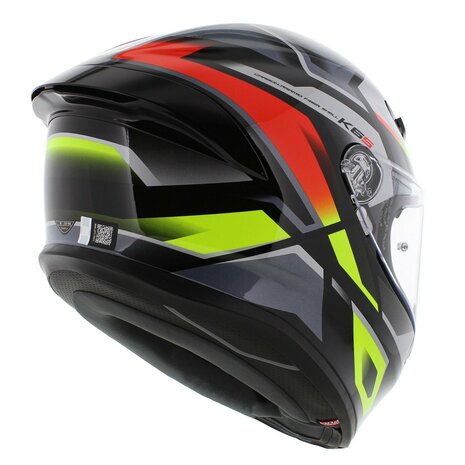 AGV K6 S Erazer Motorhelm zwart rood fluo geel