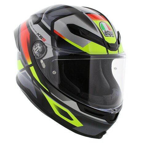 AGV K6 S Erazer Motorhelm zwart rood fluo geel