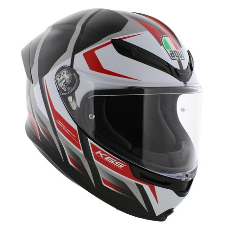 AGV K6 S Karve Motorhelm mat wit zwart rood