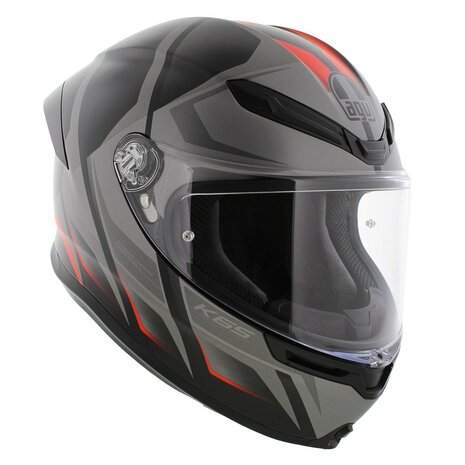AGV K6 S Karve Motorhelm mat zwart grijs rood