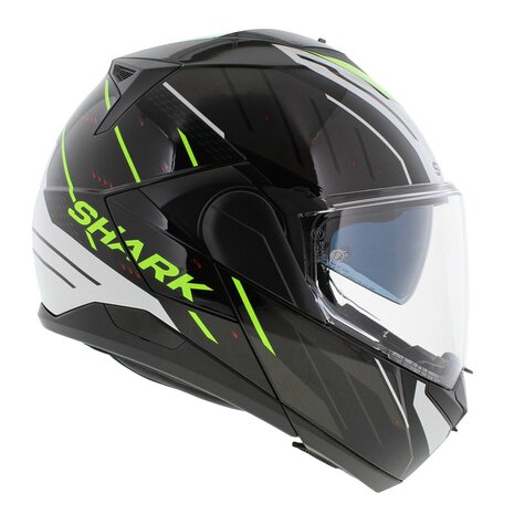 Shark Oxo systeemhelm motorhelm Rydger zwart wit fluo geel