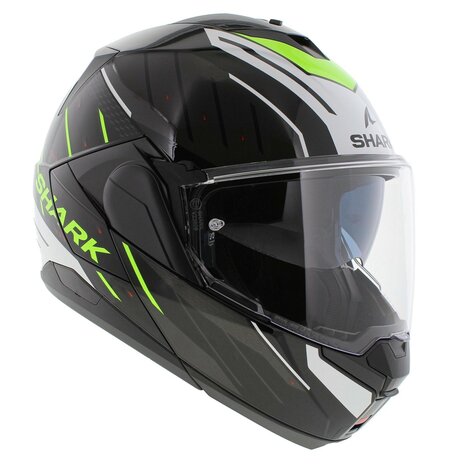 Shark Oxo systeemhelm motorhelm Rydger zwart wit fluo geel