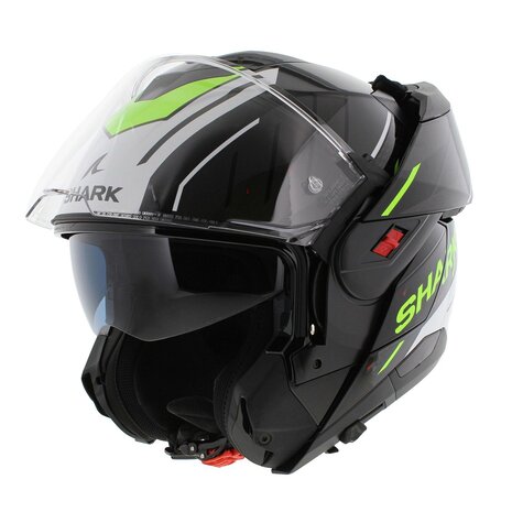 Shark Oxo systeemhelm motorhelm Rydger zwart wit fluo geel