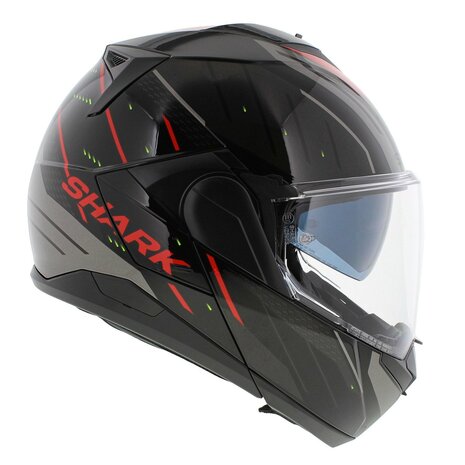 Shark Oxo systeemhelm motorhelm Rydger zwart zilver rood