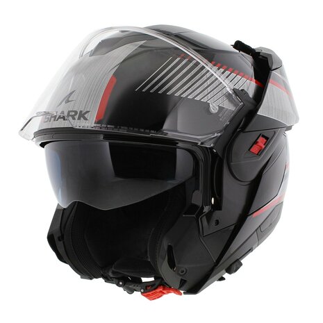 Shark Oxo systeemhelm motorhelm Sikter zwart rood zilver
