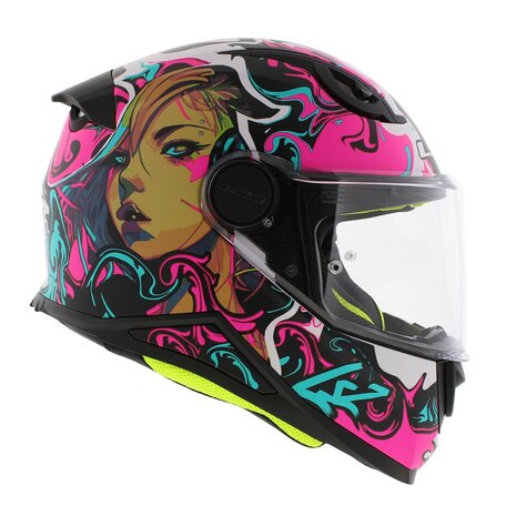 LS2 FF812 kinder integraal helm Cyberg mat paars roze