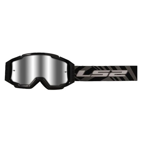 Crossbril LS2 Charger PRO zwart met spiegel lens + helder lens + Tear of kit