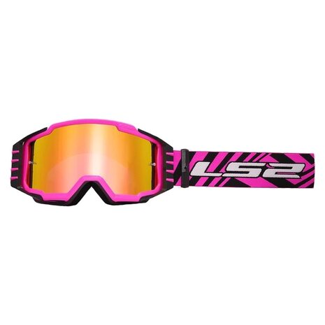 Crossbril LS2 Charger PRO roze met spiegel lens + helder lens + Tear of kit